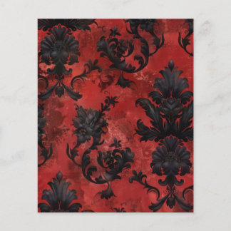 Red Gothic Grunge Floral Scrapbook Paper