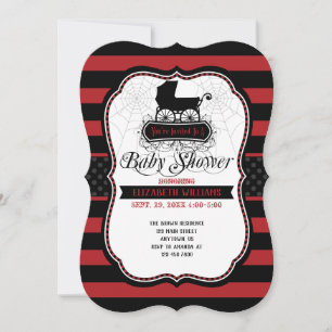 Red Gothic Halloween Baby Shower Invitation