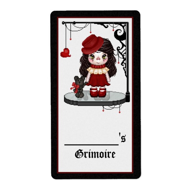 Red Gothic Love Doll Pixel Art (Front)