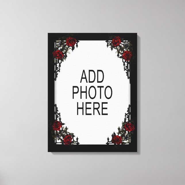 Red Gothic Rose Add Your Photo Frame Canvas Print (Front)