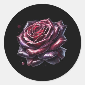 Red Gothic Rose Classic Round Sticker