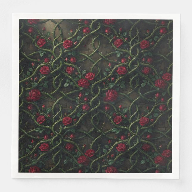Red Gothic Rose Napkin (Front)