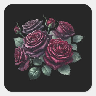 Red Gothic Roses Square Sticker
