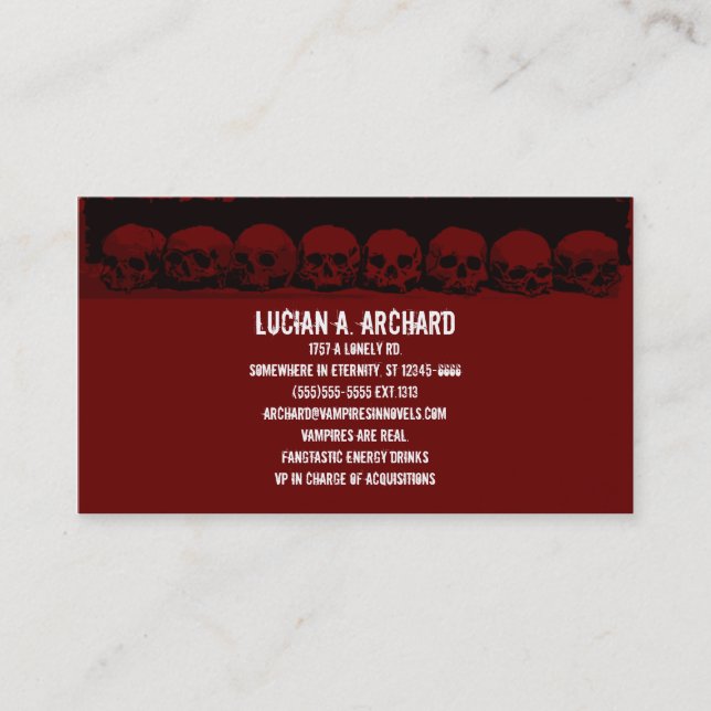 Red Gothic Skulls Business Card (Front)
