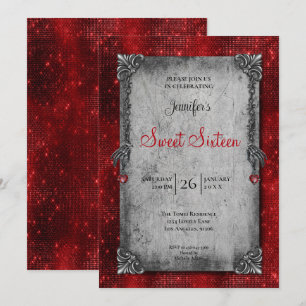 Red Gothic Sweet 16 Invitation