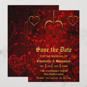 Red Gothic Wedding Save The Date