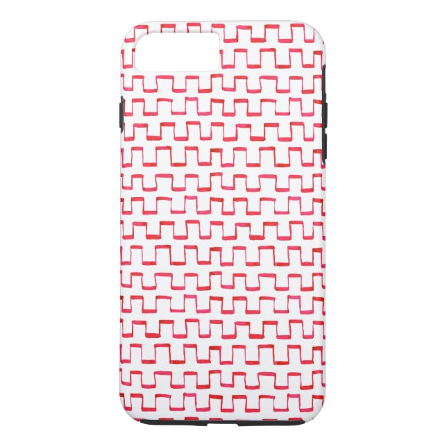 Red Gouache Crenellated Pattern Case-Mate iPhone Case (Back)