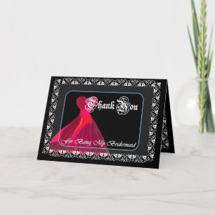 RED Gown & Lace - THANK YOU Bridesmaid Card