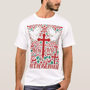 "Red Grace: Dove-Inspired Christian Front Design" T-Shirt