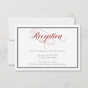 Red Graceful Script Wedding Reception Card