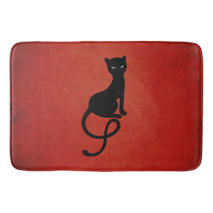 Red Gracious Evil Black Cat Bath Mat
