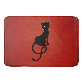 Red Gracious Evil Black Cat Bath Mat