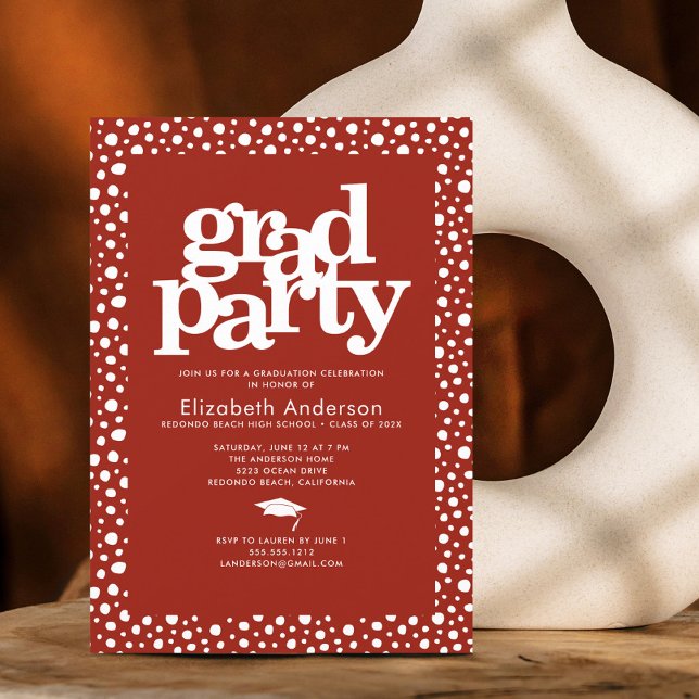 Red grad party modern bold typography elegant invitation (Creator Uploaded)