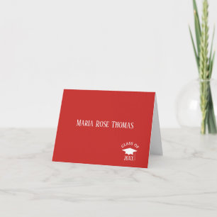 Red Grad Thank you note  (4.25" x 5.5") Card