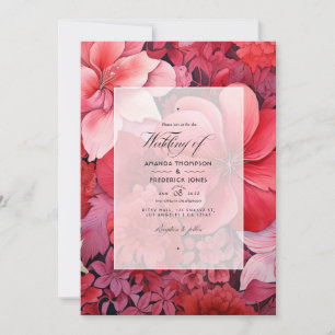 Red Gradient Floral Fall Wedding Invitation