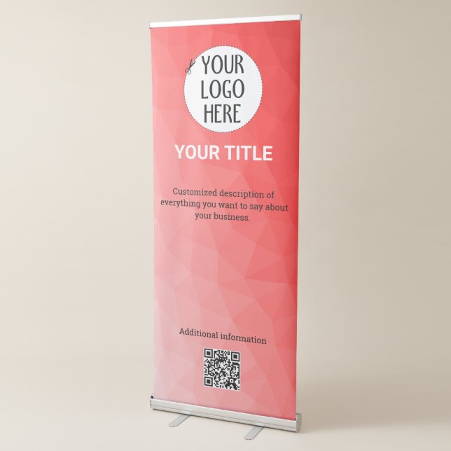 Red gradient geometric mesh Custom logo text Retractable Banner (3/4)