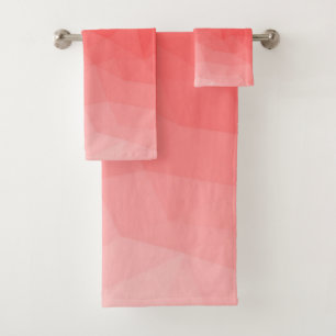 Red gradient geometric mesh pattern bath towel set