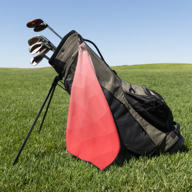 Red gradient geometric mesh pattern golf towel (Green)