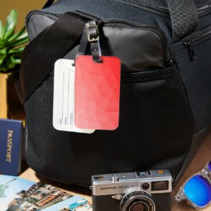 Red gradient geometric mesh pattern luggage tag