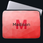 Red gradient geometric mesh pattern Monogram Laptop Sleeve<br><div class="desc">Monogram Personalize with your custom initial and name. Red gradient geometric mesh pattern. 
Triangle geometric mesh with light dark red ombre gradient. 
pattern,  ombre,  mesh,  triangles,  geometry,  geometric,  gradient,  cool,  triangle,  bright,  red</div>