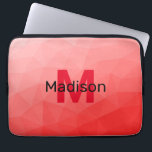 Red gradient geometric mesh pattern Monogram Laptop Sleeve<br><div class="desc">Monogram Personalize with your custom initial and name. Red gradient geometric mesh pattern. 
Triangle geometric mesh with light dark red ombre gradient. 
pattern,  ombre,  mesh,  triangles,  geometry,  geometric,  gradient,  cool,  triangle,  bright,  red</div>