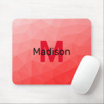 Red gradient geometric mesh pattern Monogram Mouse Mat<br><div class="desc">Monogram Personalize with your custom initial and name. Red gradient geometric mesh pattern. 
Triangle geometric mesh with light dark red ombre gradient. 
pattern,  ombre,  mesh,  triangles,  geometry,  geometric,  gradient,  cool,  triangle,  bright,  red</div>