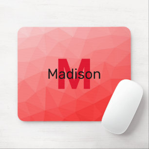 Red gradient geometric mesh pattern Monogram Mouse Mat