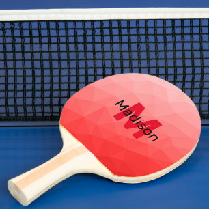 Red gradient geometric mesh pattern Monogram Ping Pong Paddle