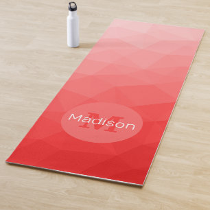 Red gradient geometric mesh pattern ombre Monogram Yoga Mat