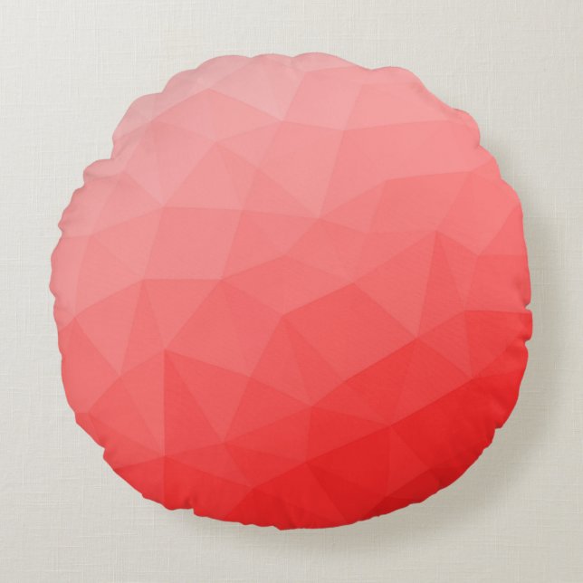 Red gradient geometric mesh pattern round cushion (Front)