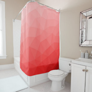 Red gradient geometric mesh pattern shower curtain