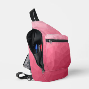 Red gradient geometric mesh pattern sling bag