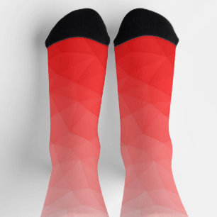 Red gradient geometric mesh pattern socks