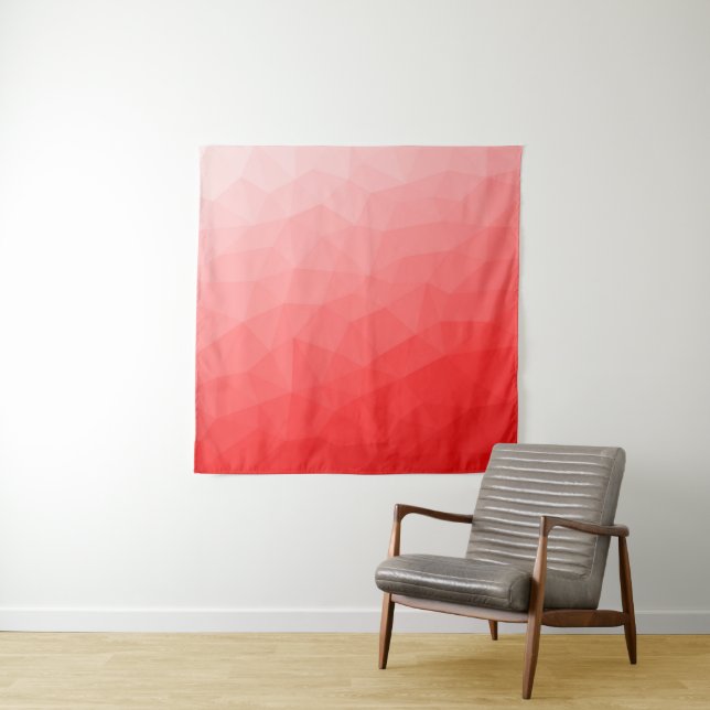 Red gradient geometric mesh pattern tapestry (In Situ)
