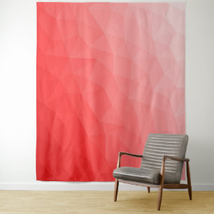 Red gradient geometric mesh pattern tapestry