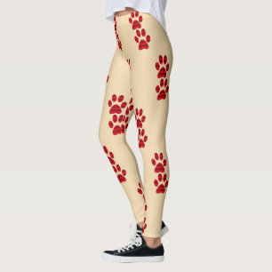 Red Gradient Paw Print Leggings