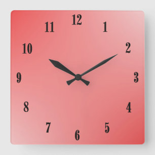 Red Gradient Square Wall Clock