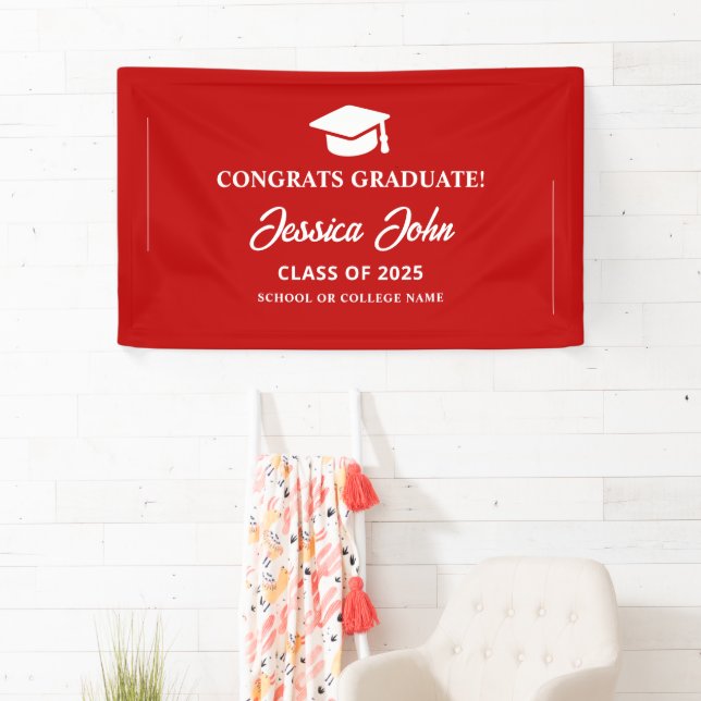 Red graduate Congratulations on your graduation  Banner (Insitu)