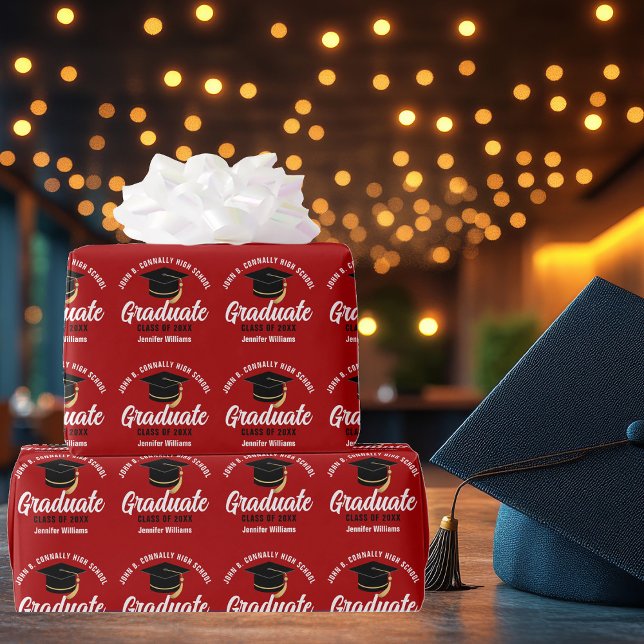 Red Graduate Customised 2026 Graduation Wrapping Paper (Creator Uploaded)
