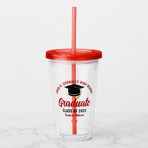 Red Graduate Personalised Graduation Party Acrylic Tumbler