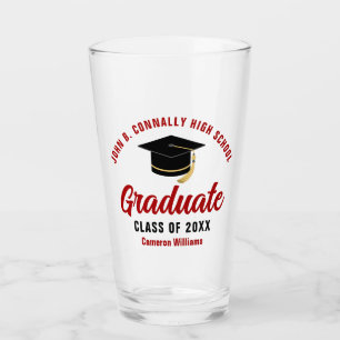 Red Graduate Personalised Graduation Party Glass