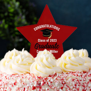 Red Graduate Personalised Graduation Party Star Cake Pick