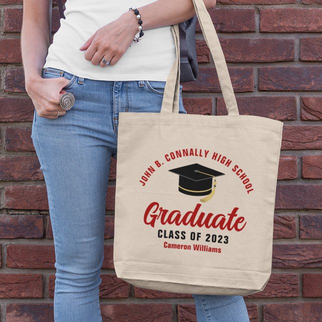 Red Graduate Personalized Class of 2024 Graduation Tote Bag (Creator Uploaded)