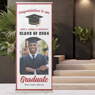 Red Graduate Photo Arch Vertical Graduation Party Retractable Banner