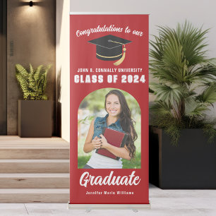 Red Graduate Photo Arch Vertical Graduation Party Retractable Banner