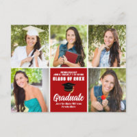 Red Graduate Photo Collage Modern Graduation