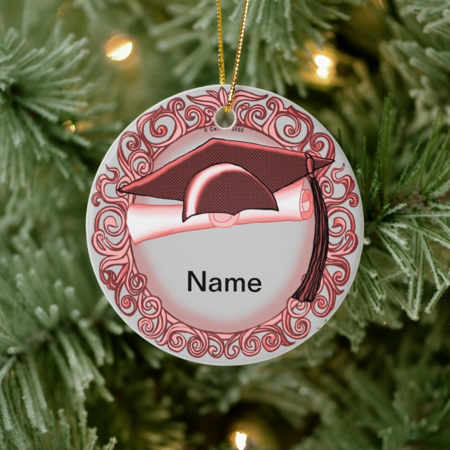 Red Graduation Cap custom ornament (Tree)