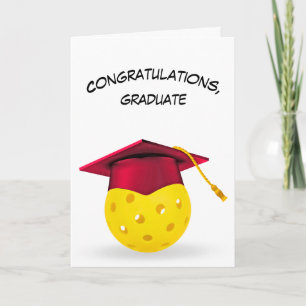Red Graduation Cap On a Pickleball Card