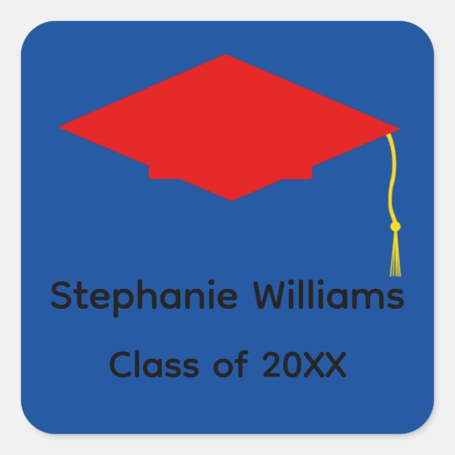 Red Graduation Cap Stickers (Front)