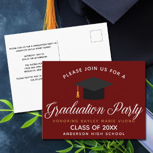 Red Graduation Class of 2021 Custom School Party Postcard